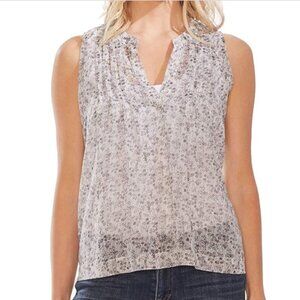 NWT Vince Camuto Shadow Etching Pintuck Sleeveless Blouse In New Ivory Sz. M